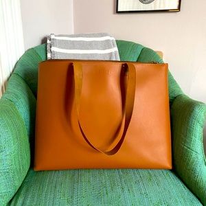 FEED Projects Brown Leather zipper tote like new